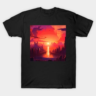 80s Miami Synthwave Sun T-Shirt